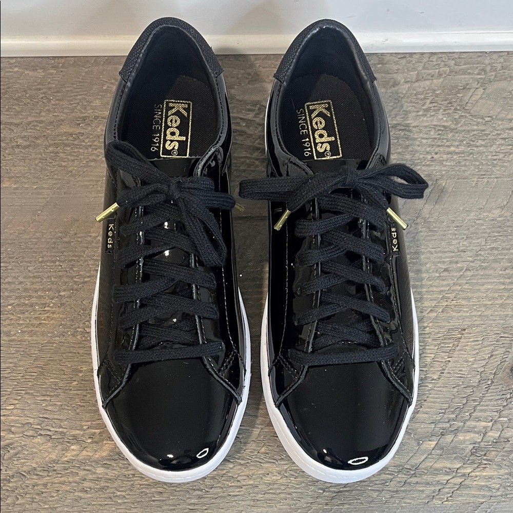 Keds Ace Patent Leather Sneakers Black Women’s Lace-Up Classic Comfort - Sz 8.5 - Picture 5 of 9